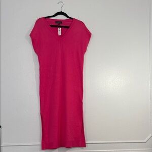 Banana Republic Pink V-Neck Knit Midi Shift Dress